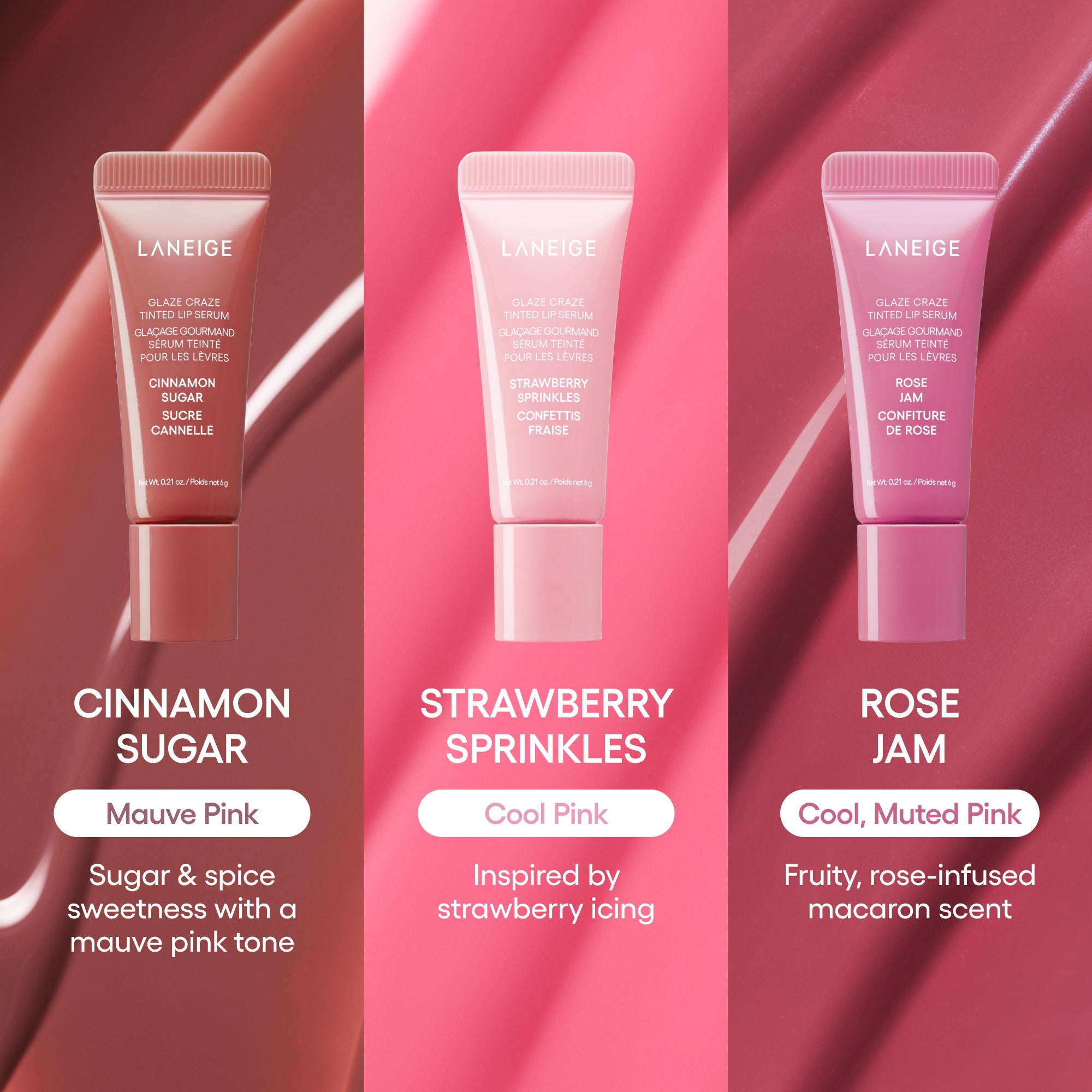 Glassy Lip Minis 3 Pc. Glaze Craze Tinted Lip Serum Gift Set | LANEIGE