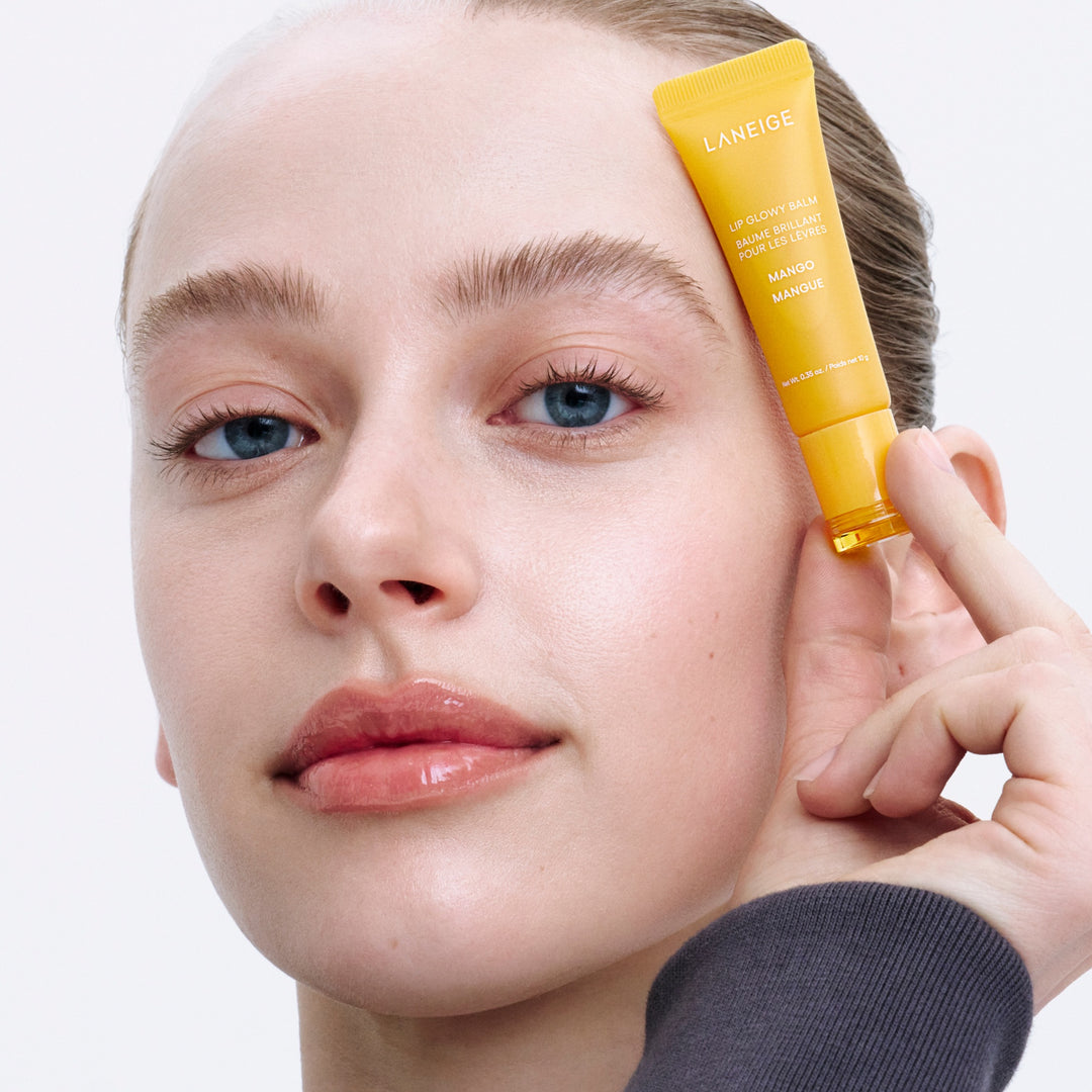 Lip Glowy Balm Mango (Yellow tint) on model