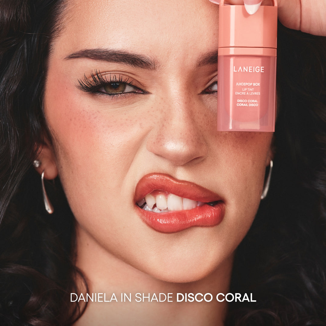 Disco Coral JuicePop Box Lip Tint on model