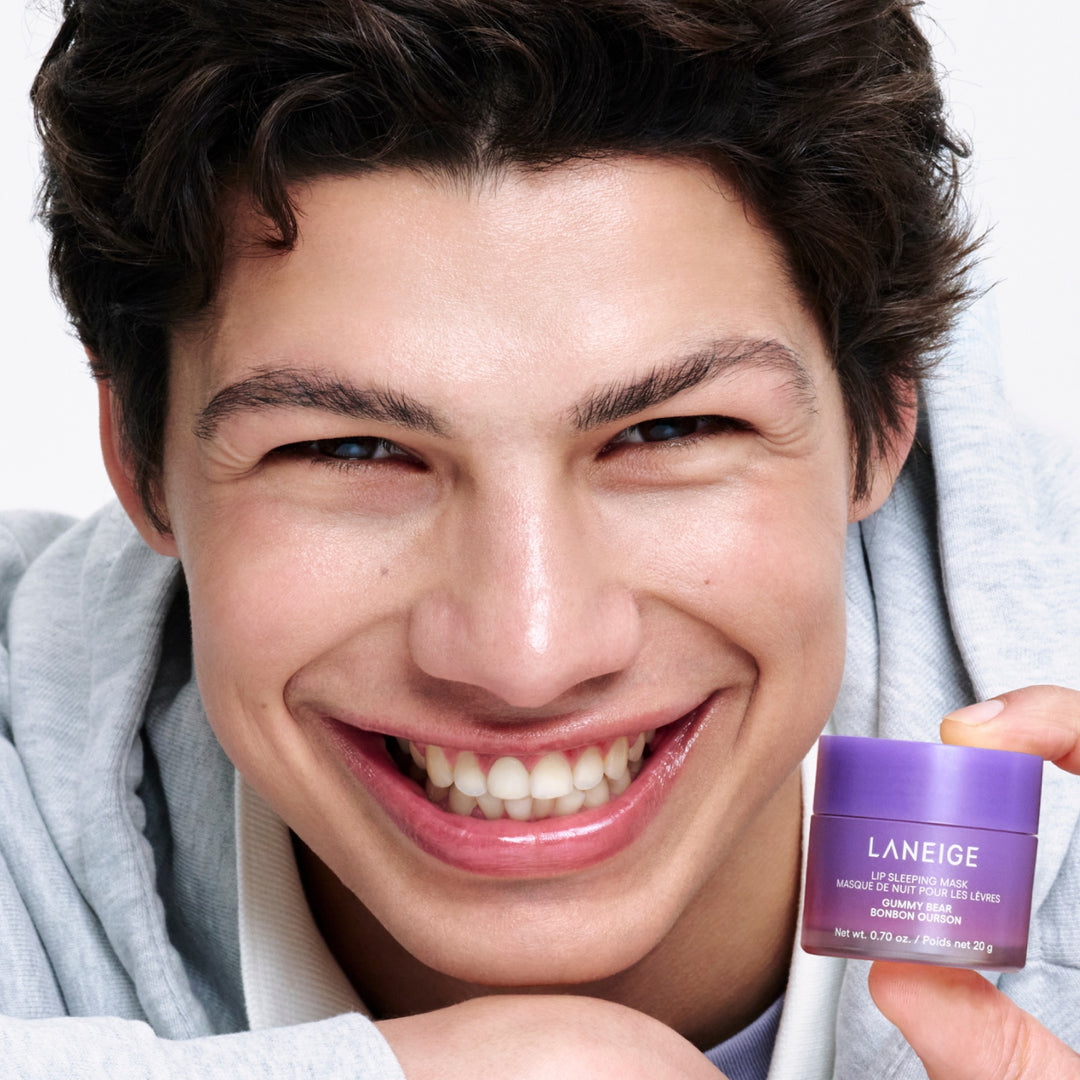 Lip Sleeping Mask Gummy Bear on model