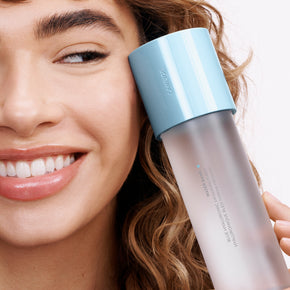 Water Bank Blue Hyaluronic Exfoliating Toner with model