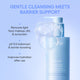 Enlarge image of LANEIGE Water Bank Gentle Cleansing Gel Cleanser bottle in a light blue gradient background with marketing text and a translucent heart-shaped soap graphic.