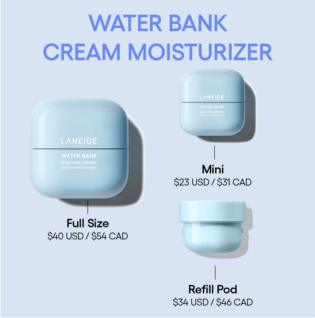 Water Bank Blue Hyaluronic Cream Moisturizer sizes
